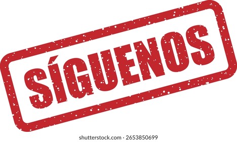 Carimbo de vetor com a palavra espanhola "SÍGUENOS" (Siga-nos), perfeito para fins de mídia social, marketing e branding