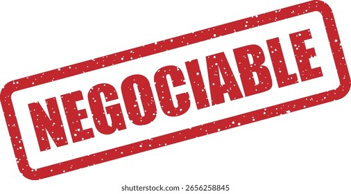 Vector rubber stamp with the Spanish word "NEGOCIABLE" (Negotiable). Suitable for business offers, commercial contracts, and flexible pricing tags