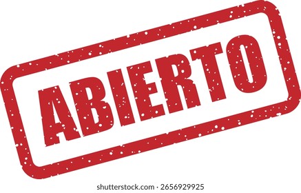 Eine Vektorgummimarke mit dem spanischen Wort "ABIERTO" (offen). Ideal für spanischsprachige Beschriftungen im Einzelhandel, Open-Shop-Grafiken oder UI-Statuslabels