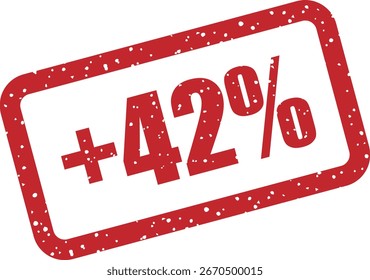 Sello de goma de Vector con el texto "+42%", perfecto para campañas de marketing, promociones comerciales numéricas y énfasis visual en ofertas de ventas especiales