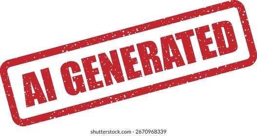 Vektorgummistempel mit dem Text "AI GENERATED", ideal für digitale Projekte, technisches Branding und die Hervorhebung computererstellter Designs