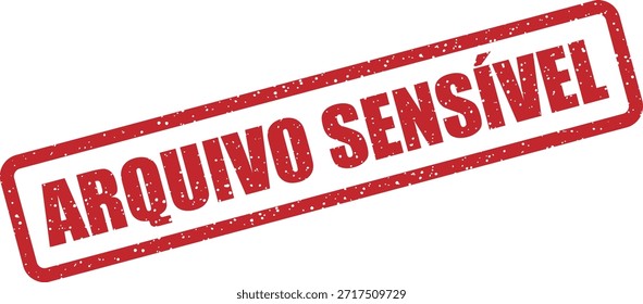 Vector rubber stamp with the text "ARQUIVO SENSÍVEL" (Sensitive file) – highly sensitive file requiring special handling. Ideal for data protection.