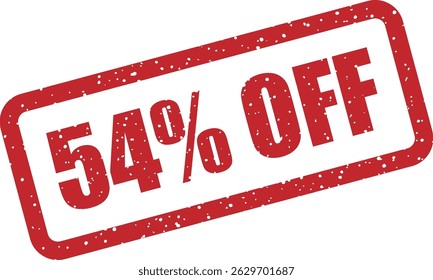 Sello de goma de Vector con el texto “54% OFF” — insignia de descuento en negrita para ventas, promociones y materiales de marketing