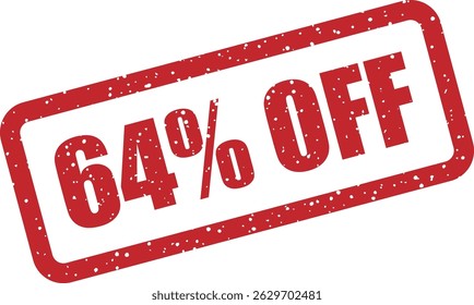 Vector rubber stamp with the text “64% OFF” — bold discount badge for sales, promotions, and marketing materials