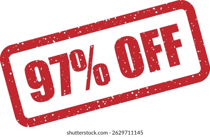 Vector rubber stamp with the text “97% OFF” — bold discount badge for sales, promotions, and marketing materials