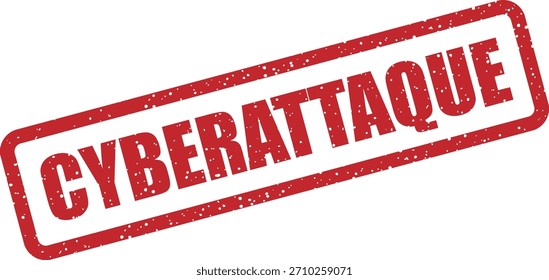 Sello de goma de Vector con el texto “CYBERATTAQUE” (Cyber Attack), ideal para informes de incidentes de ciberseguridad franceses y gráficos de notificación de ataques. Diseño rojo atrevido.