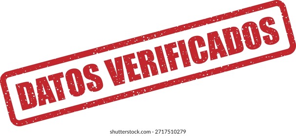 Carimbo de vetor com o texto "DATOS VERIFICADOS" (Dados verificados) - dados verificados e confirmados com exatidão. Ideal para gráficos de verificação.