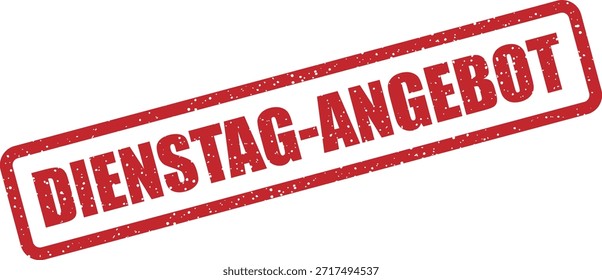 Sello de goma de Vector con el texto "DIENSTAG ANGEBOT" (oferta del martes) - ofertas exclusivas del martes y ofertas limitadas. Perfecto para especiales semanales.