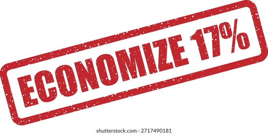 Carimbo de vetor com o texto "ECONOMIZE 17%" (Salve 17%) - carimbo promocional para 17% de vendas com desconto e ofertas. Perfeito para promoções de varejo em português.