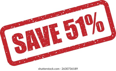Sello de goma de Vector GUARDAR con el texto "51%" - ideal para campañas de marketing, ventas de liquidación y promociones de tiempo limitado