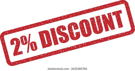 Vector rubber stamp with the text “2% DISCOUNT” – ideal for commercial graphics, promotions, marketing materials, or humorous price tags