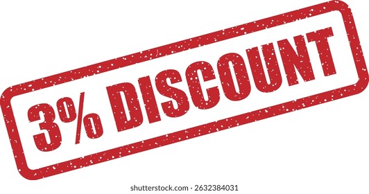 Vector rubber stamp with the text “3% DISCOUNT” – ideal for commercial graphics, promotions, marketing materials, or humorous price tags
