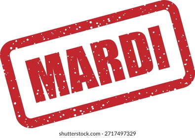 Sello de goma de Vector con el texto "MARDI" (martes) - sello de día simple para promociones, eventos u horarios de los martes. Ideal para marketing semanal.