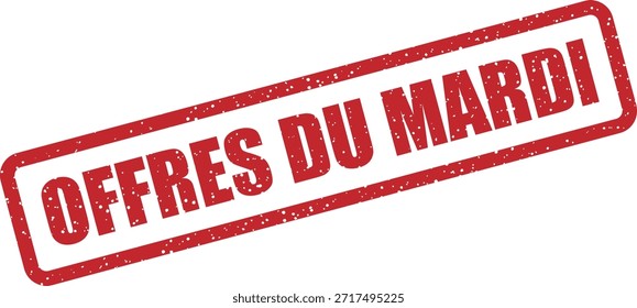 Sello de goma de Vector con el texto "OFFRES DU MARDI" (ofertas del martes) - colección de ofertas especiales y promociones del martes. Perfecto para las ventas semanales.