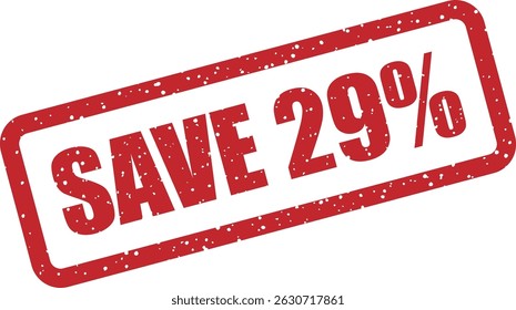 Vector rubber stamp with the text “SAVE 29%” – perfect for promotions, sales campaigns, and marketing materials that highlight limited-time discounts
