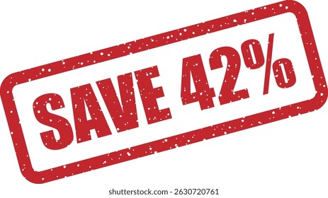 Vector rubber stamp with the text “SAVE 42%” – perfect for promotions, sales campaigns, and marketing materials that highlight limited-time discounts