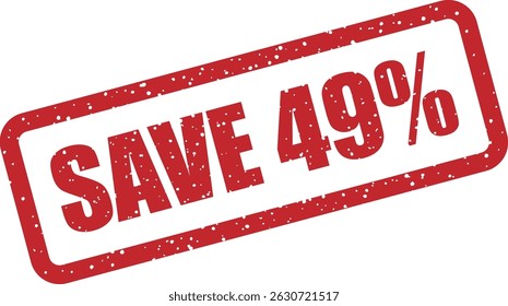 Vector rubber stamp with the text “SAVE 49%” – perfect for promotions, sales campaigns, and marketing materials that highlight limited-time discounts