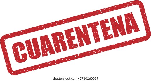 Sello de goma de Vector con el texto “CUARENTENA” (Cuarentena), perfecto para aislamiento de malware español y imágenes de cuarentena de ciberseguridad. Sello rojo clásico.
