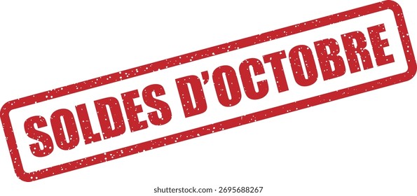 Vector rubber stamp with the text "SOLDES D’OCTOBRE", perfect for October clearance sales, discount posters, retail ads, and promotional documents marking reduced prices in fall shopping events.