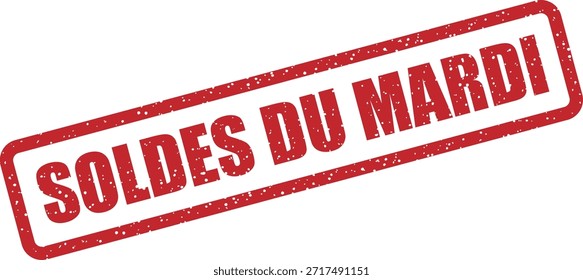 Sello de goma de Vector con el texto "SOLDES DU MARDI" (ventas del martes) - sello en negrita para el despeje del martes y eventos de ventas. Perfecto para descuentos semanales.