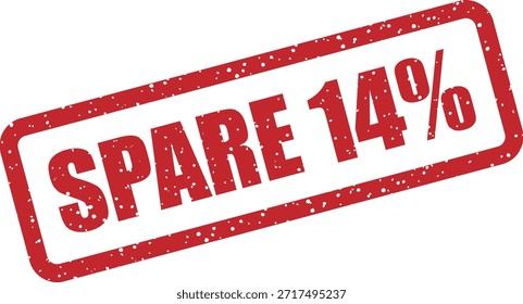 Sello de goma de Vector Guardar con el texto "SPARE 14%" (14%) - sello promocional para ventas y ofertas del 14% de descuento. Perfecto para promociones minoristas alemanas.