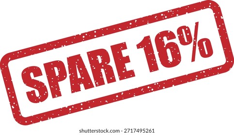 Carimbo de vetor com o texto "SPARE 16%" (Salve 16%) - carimbo promocional para 16% de vendas com desconto e ofertas. Perfeito para promoções de varejo alemão.