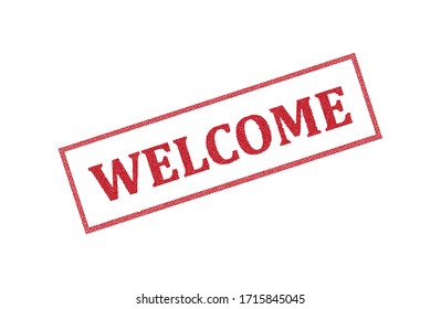 Vector rubber stamp with the word WELCOME, grunge style, on a white background.