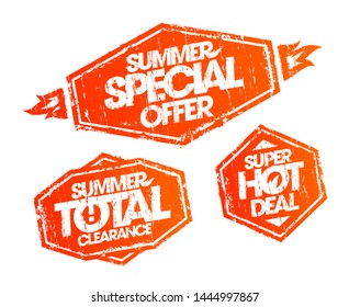 Vektorgummi-Briefmarken-Set - Sommerspezialangebot, Sommertotal-Freiraum, Sommerheißer-Deal