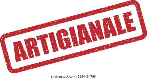 Design em estilo de carimbo vetorial de "ARTIGIANALE" (italiano para "artesanal"). Usado nos mercados italianos para destacar produtos artesanais artesanais