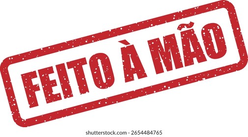 Design vetorial em estilo carimbo de "FEITO À MÃO".
Usado para destacar produtos artesanais artesanais, adicionando um toque pessoal e autêntico