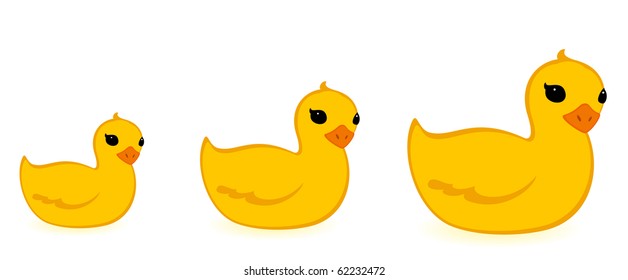 Vector rubber yellow duck isolated on white