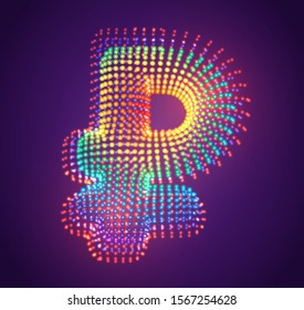 vector ruble symbol made of glowing colorful dots