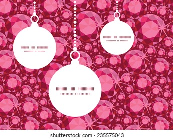 Vector ruby Christmas ornaments silhouettes pattern frame card template