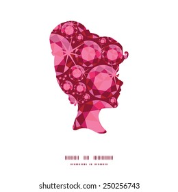 Vector ruby girl portrait silhouette pattern frame