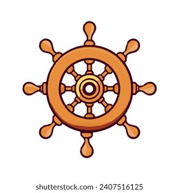 vector rudder ship object to marine navigation, flat vector, white background.