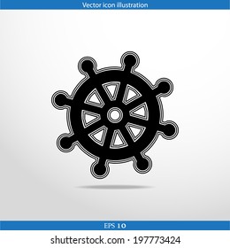 Vector rudder web flat icon. Isolated on white.