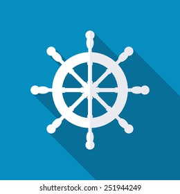 Vector rudder web flat icon. Eps 10 illustration. Boat wheel control icon