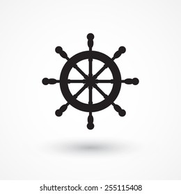 Vector rudder web flat icon. Eps 10 illustration. Boat wheel control icon