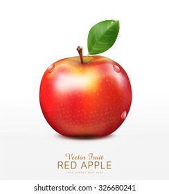 vector ruddy apple with green leaf isolated on a white background