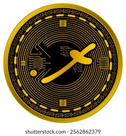 Vector of Rufiyaa Maldives Digital Currency in gold and black colors on a white background.