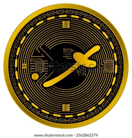 Vector of Rufiyaa Maldives Digital Currency in gold and black colors on a white background.