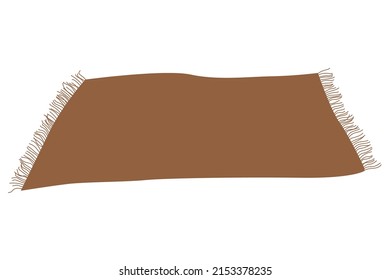 vector rug with fringe in brown color for cozy home