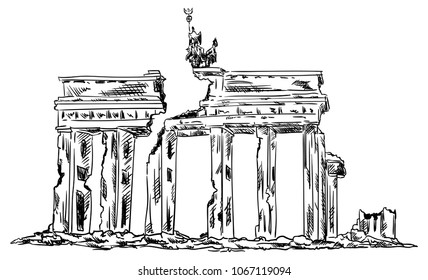 vector - ruins of the Brandenburg Gate isolated on background