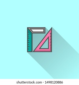 Vector ruler filled line icon with long shadow design