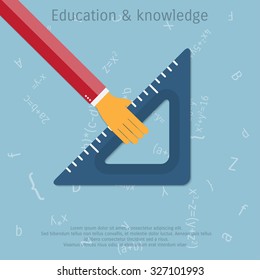 Vector ruler flat illustration. Education concept object - Eps 10.