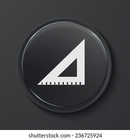 Vector ruler modern black glass circle icon. Eps10