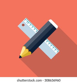 Vector ruler and pencil icon