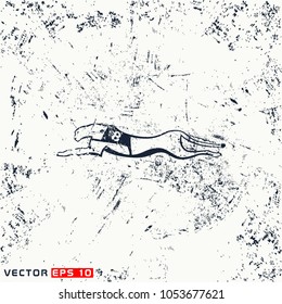 Vector run cheetah silhouette on grunge background