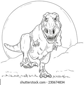 vector - run dino  T-Rex  isolated on background