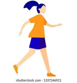 Vector run girl. Flat character, yoga women.